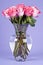 Bouquet of Pink Roses in a Glass Vase