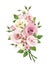 Bouquet of pink and white roses and lisianthus flowers. Vector illustration.