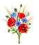 Bouquet of poppy flowers and cornflowers. Vector illustration.
