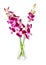 Bouquet of purple orchids in glass vase