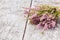 Bouquet of purple scotch heather bush Calluna vulgaris, erica, ling, also called Ling plant on moorland