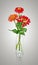 Bouquet from red daisy-gerbera in glass vase
