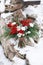 Bouquet with red flowers in winter