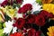 Bouquet with red roses, chrysanthemums and gerberas