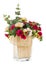 Bouquet of rose and jasmine in glass vase