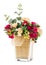 Bouquet of rose and jasmine in glass vase