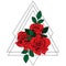 Bouquet of roses. Colored botanical line art illustration. Gothic vintage tattoo