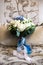 The bouquet sashes light blue white