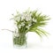 Bouquet of spring flowers Greater stitchwort in vase isolated on white background.