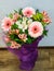 bouquet of spring flowers - white and pink Alstroemeria and gerberas