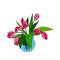 Bouquet of spring tulip flowers in vase. Vector illustration. Design element for poster, coloring book, stickers, cards