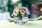 Bouquet of summer flowers in glass vase on table on terrace. Fresh Field flowers in vase. Cozy home decor of patio yard. Still lif