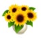 Bouquet of sunflowers in vase