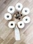 Bouquet of toilet paper rolls