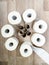 Bouquet of toilet paper rolls