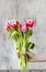 Bouquet of tulips in beautiful hand