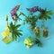 A bouquet of useful herbs and flowers, natural soap, aromatic oil