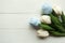 Bouquet of white and blue craft paper tulips