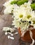 Bouquet of white and green chrysanthemums
