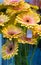 Bouquet of yellow gerberas flowers in a vase