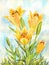 Bouquet of yellow lilies. Watercolor illustration suitable for a