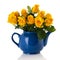 Bouquet yellow roses in blue pot