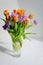 Bouquete of colorful spring tulips in a sunny day