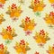 Bouquets of autumn leaves in a pattern.