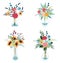Bouquets of flowers in a vase. Vector illustration in flat style. Set of decorative floral design elements.