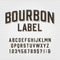 Bourbon Label alphabet font. Scratched vintage letters, numbers and symbols.