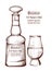 Bourbon Vintage bottle in line art Vector illustrations