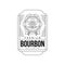 Bourbon vintage label design, premium strong drink emblem estd 1963, alcohol industry monochrome badge vector