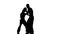 Bout the guy and the girl on the kickboxing paws . Silhouette. White background