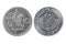 Bouth sides of the Georgian coin 10 tetri on a white background