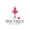 Boutique fashion logo. Mannequin dress and handbag