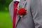 Boutonniere on grey suit