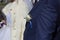 Boutonniere on groom`s wedding jacket