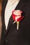 Boutonniere on the lapel of the groom