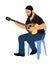 Bouzouki player vector illustration. Street performer. Greek traditional string instrument. Folklore performer on the street.