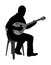 Bouzouki player vector silhouette. Street performer. Greek traditional string instrument. Folklore performer on the street.