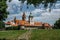 Bouzov Castle, Moravia,Czech Republic.Romantic fairytale chateau with eight-storey watchtower built in 14th century.National