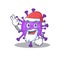 Bovine coronavirus in Santa cartoon character design showing ok finger