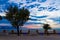 The Bovio Square in Piombino, Italy, at sunset