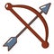 Bow and arrow weapon icon, cartoon style