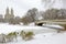 Bow Bridge, Central Park after snowstorm, New York