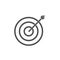 Bow, center, focus, target icon. Vector illustration, flat design