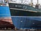 Bow of commercial fishing boat Seven Seas in shipyard