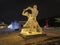 Bow hill Poklonnaya Gora, Moscow, shining dancers statues, Winter decor 2021