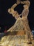 Bow hill Poklonnaya Gora, Moscow, shining dancers statues, Winter decor 2021