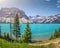 Bow Lake with Mountain Summit, Banff National Park, Alberta, Canada